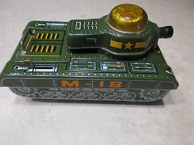 ARMY M-18 ARMY TANK TOY Made In Japan Nice Litho. Battery Toy Vintage • $21.89
