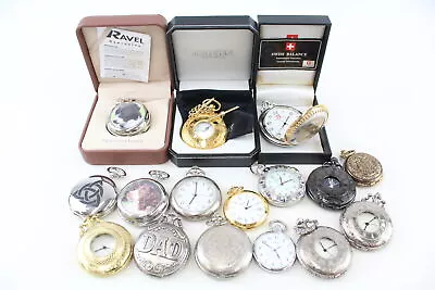 Job Lot Men's Collectors POCKET WATCHES Quartz Untested Assorted Themes X 16 • £41