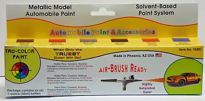 Metallic Model Automobile Paint Set (6) 1 Oz Tru-color Air Brushable Tsp10201 • $48.95