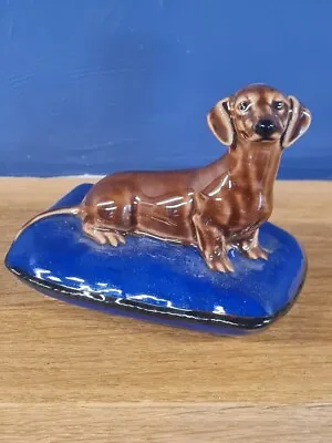 Wade On Tour 1997 Rufus Dachshund On Blue Cushion Ceramic Figure • £7.95