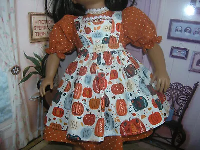 Orange Dress Pumpkin Print Apron 2 Piece Dress 23  Doll Clothes Fits My Twinn • $21.95