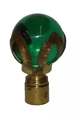 Antique Art Deco Original Green Glass Ball Brass Threaded Lamp Finial • $39.99
