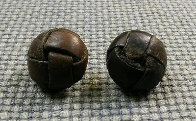 Pair Vintage Dark Brown Leather Football Buttons Coat Cardigan Waistcoat 27mm • £3.50