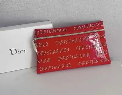 Dior Beauty Cosmetic Bag Red❤️ Rivet Pouch Clutch Make-up Bag Design VIP Gifts🎁 • $39.50