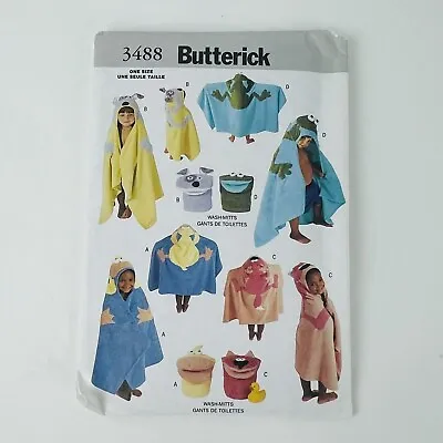 $6.25 • Buy Butterick Pattern #3488 Kids Bath Accessories Towels And Mitts Frog Dog Duck Fox
