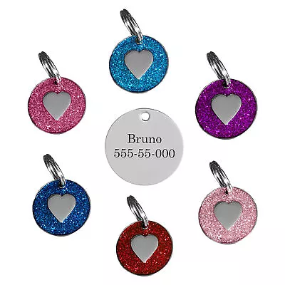 Personalised Dog Tags Engraved Pet Id Tag deep Engraving Dog Tags Heart Shape • £1.01