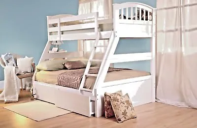 £599.99 • Buy Lavish New Solid Wooden Triple Bunk Bed In White And Oak Finish + Free Delivery