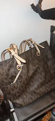 Michael Kors Jet Set Travel Top Zip Signature Monogram Tote Handbag For Women • $65