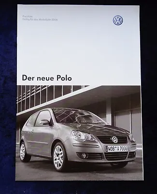 VW Polo 9N Price List Edition From 4.2005 Model Year 2006 • $6.40