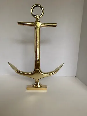 Vintage Polished Brass Anchor Fireplace Andiron Nautical Home Decor 3.5 Pounds • $175