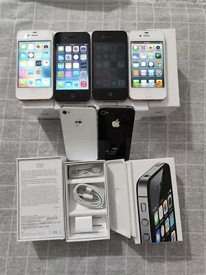 Very Good Apple IPhone 4 4S 8 16 32 64GB IOS 6 7 9 Unlocked 3G Smartphone In BOX • $43