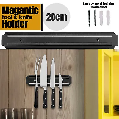 Wall Mounted Magnetic Knife Holder Kitchen Utensils Rack Storage Strip Mount Bar • £3.91