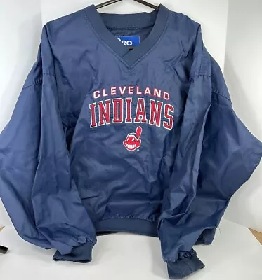 Vintage Pro Player Cleveland Indians Chief Wahoo Windbreaker Pullover Jacket M • $24.99