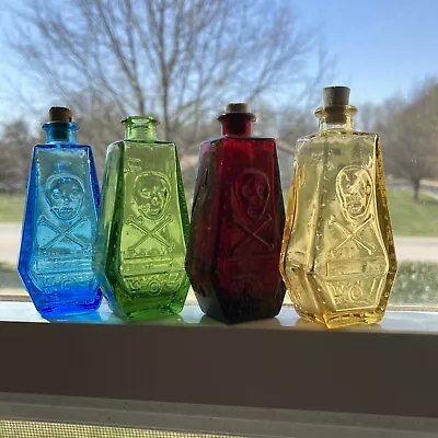 4 Wheaton RIP Bottles Coffin Shaped Red Blue Yellow Green R I P Poison • $174.99