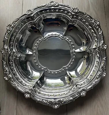 Silver Plate Large Bowl Falstaff EPNS  Fruit /Cake /Bonbon 35cm Diameter England • £17.99