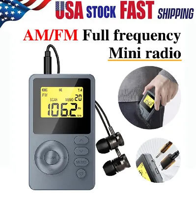 US Portable Digital LCD AM/FM Radio Receiver Mini Pocket MP3 Player Rechargeable • $21.27