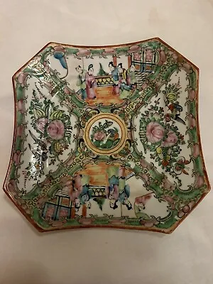 Rare Vintage 19th Century Chinese 8” Octagon Rose Medallion Qing Dynasty Plate • $130