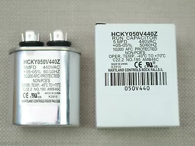 5 MFD 440VAC Motor Run Capacitor 5MFD Oval Aluminum 50/60 Hz +05-05% Hartland • $9.98