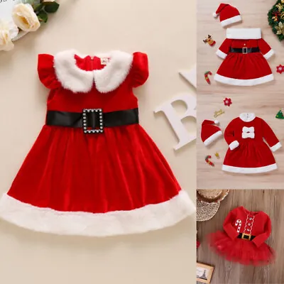£9.59 • Buy Baby Girls Christmas Santa Claus Fancy Dress Cosplay Costume Xmas Outfit Set