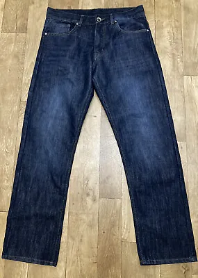 Ze Enzo 989 Men’s Dark Blue Denim Cotton Straight Leg Jeans 32S W32 L30 114 • £18.99