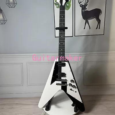 Black&White V Shape Electric Guitar Solid Mahogany Body HH Pickups T-O-M Bridge • $277