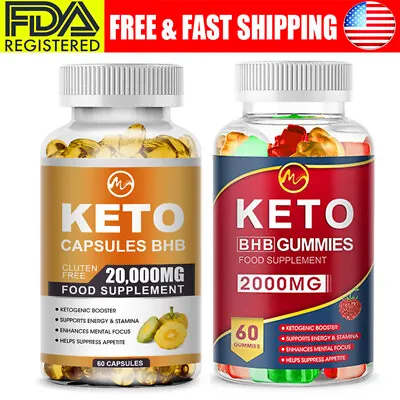 Best BHB Keto Diet Pills 20000mg Burn Fat-Advanced Ketosis Weight Loss Gummy • $10.99