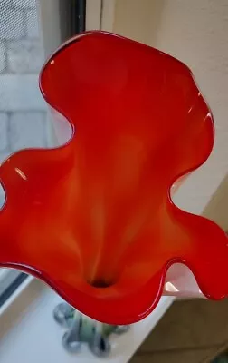 Murano Style Vintage Cased Glass Trumpet Vase • $69.99