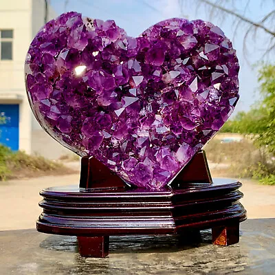 5.81LB Natural Heart-shaped Amethyst Gem Quartz Cluster Crystal Sample • $4.25