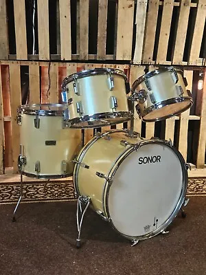 Sonor 73-75 Vintage Beech Champion Drum Set Metallic Silver • $1050