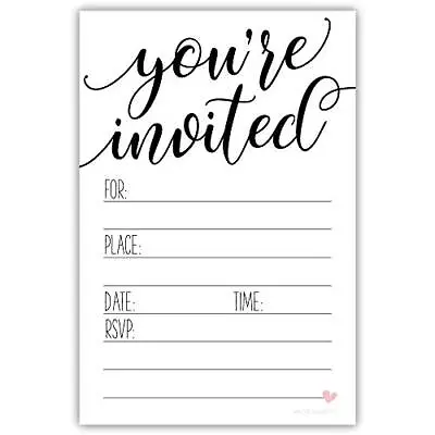 Classic Script Invitations 20 Count With Envelopes - Sweet Heart Design • $17.79