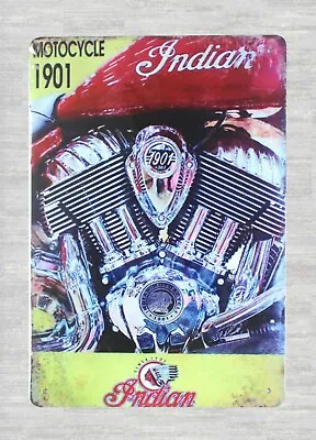  Biker Indian Motorcycle 1901 Tin Metal Sign Tavern Bar Home Decor • $18.88