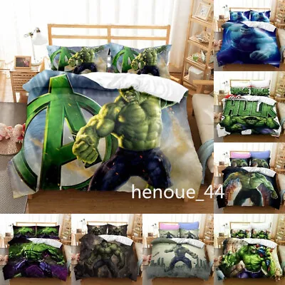 3D Superhero The Hulk Duvet Quilt Cover Bedding Set With Pillowcase Double Queen • $27.68