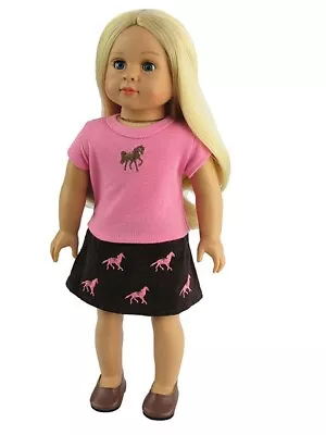 Shirt And Skirt W/ Embroidered Horses Western Outfit Fit 18  American Girl Doll • $12.75