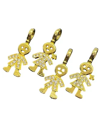 Vintage Set Of Child Kid Boy Girl Gold Tone Charms For Necklace Rhinestone  • $29