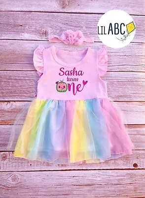 Personalised Cocomelon One Year Old Cake Smash First Birthday Baby Girl Dress • $39.99