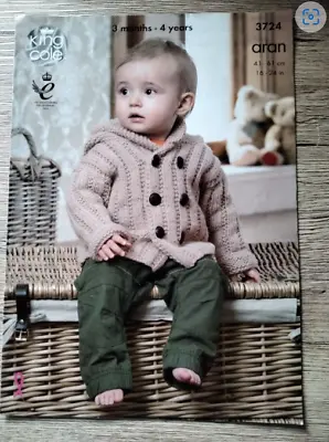 King Cole Knitting Pattern 3724. Child's Hooded Coat/Jacket/Lacy Cardigan. Aran. • £1.50