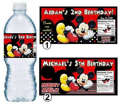 20 Mickey Mouse Birthday Party Favors Water Bottle Labels ~ Personalized  • $8.99