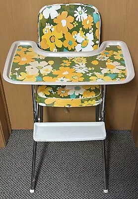 Vintage Mid Century Modern Cosco High Chair Vinyl Seat Flowers • $160