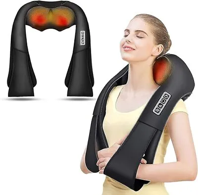 With Heat Shoulder Back Shiatsu Kneading Home Car Office Electric Neck Massager • £20.64