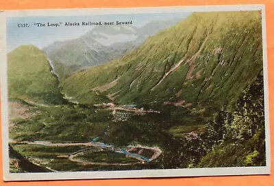Seward Alaska The Loop In Alaska Railroad Old Linen Finish Postcard Ca 1940 • $2.99