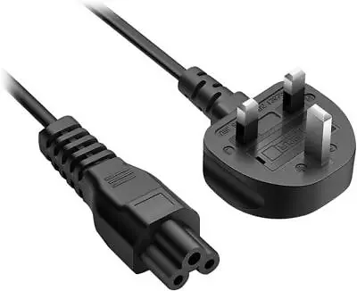 £3.95 • Buy Laptop UK 3 Pin Plug C5 Clover Leaf Mains Power Cable Lead Wire Cord Ex Demo