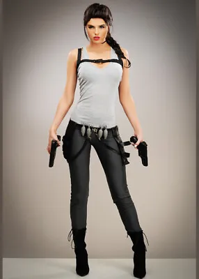 Womens Long Lara Croft Style Adventurer Costume • £116.99