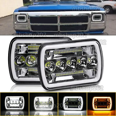 Fit Dodge D100 D150 D250 D350 1981-93 Chrome LED Headlights Hi-Lo DRL Turn Lamp • $49.72