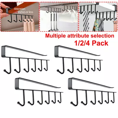 4 Pcs Under Shelf Coffee Cup Mug Holder Hanger Storage Rack Cabinet Hook Kitchen • $11.49