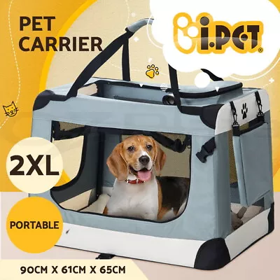 I.Pet Pet Carrier Soft Crate Dog Cat Travel Portable Cage Kennel Foldable 2XL • $60.95