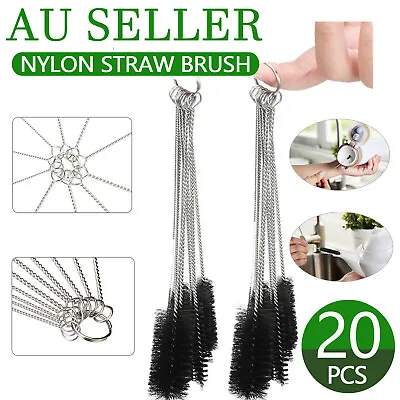 20Pcs Nylon Straw Brush Cleaner Bottle Tube Pipe Small Long Cleaning Brushes AU • $9.17