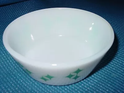 Federal White Glass Milk Bowl 5  Turquoise Atomic Diamond Modern Mid Century Vtg • $24.95