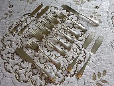 12 Vintage/Antique Mappin & Webb Old English Rat Tail Fish Knives & Forks • £25