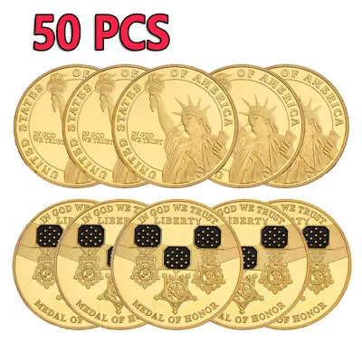 50PCS Medal Of Honor Cllectible Challenge Coin Liberty USA In God We Trust Gift • $69.99