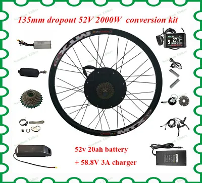 52v 2000W E-Bike Brushless Hub Motor Conversion Kit With KT-LCD8H Controller. • $1049